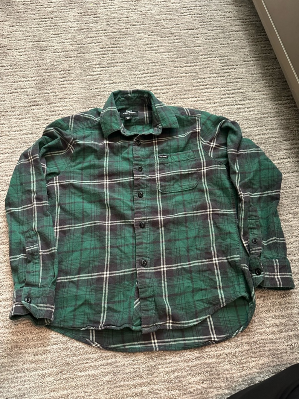 Volcom Green Plaid Long-Sleeve Button-Down Shirt
